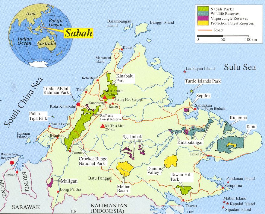 Sabah peta Ranau Map